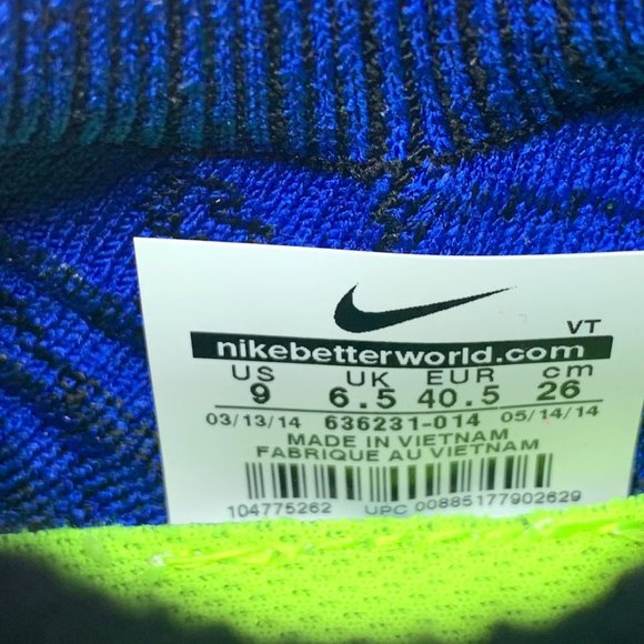 New Nike Free 3.0 Flyknit 636231-014 Royal/Black/White/Multicolor Sneakers Sz 9 - Picture 13 of 13